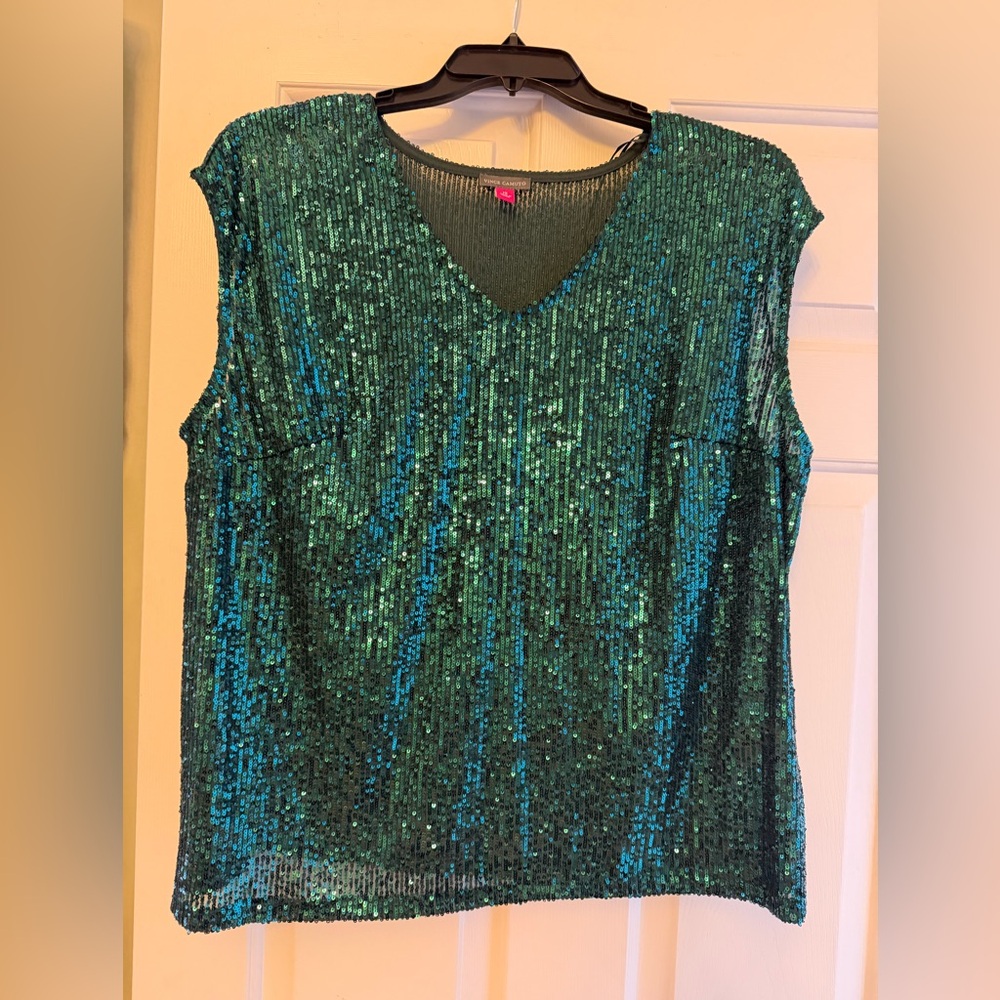 Vince Camuto Emerald Sequin Blouse
